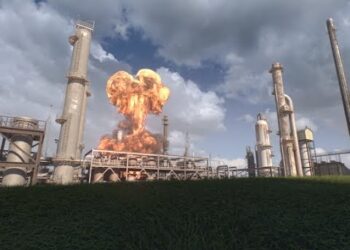 Animation of April 26, 2018, Explosion and Fire at the Husky Energy Refinery in Superior, Wisconsin