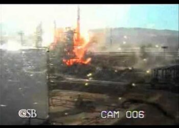 Silver Eagle Refinery Explosion Surveillance Footage